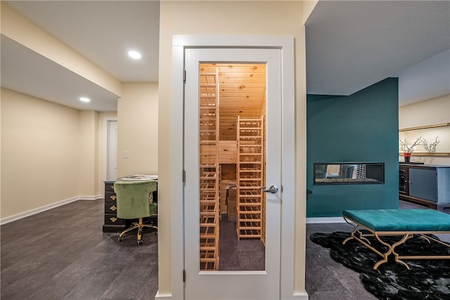 bathroom with wood-type flooring