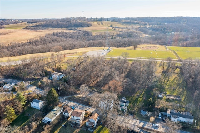 aerial view featuring a rural view