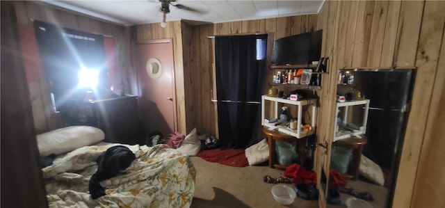 interior space featuring wood walls