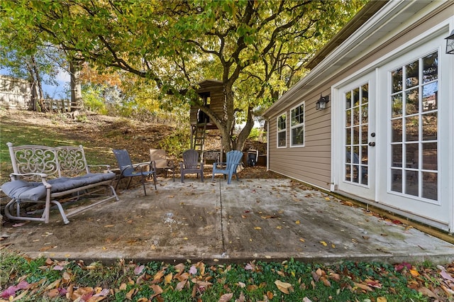 view of patio / terrace featuring french doors