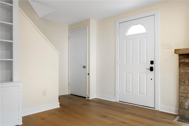 entrance foyer with light hardwood / wood-style floors