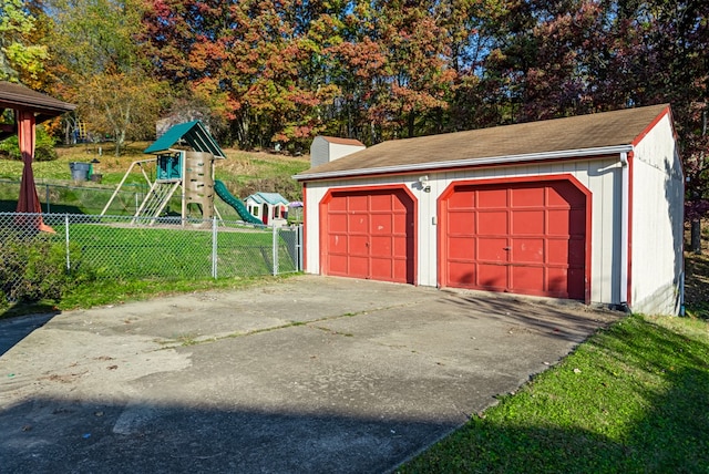 view of garage