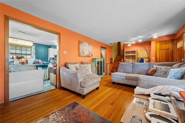 living room featuring light wood-type flooring