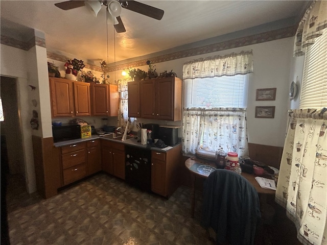 kitchen with sink and ceiling fan