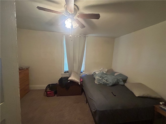 bedroom with carpet flooring and ceiling fan