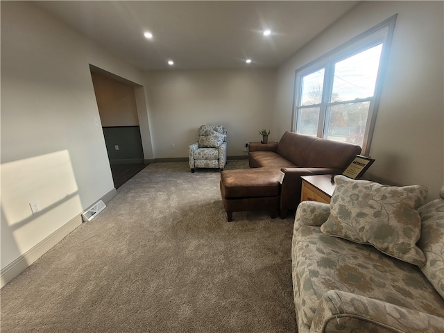 living room with carpet floors