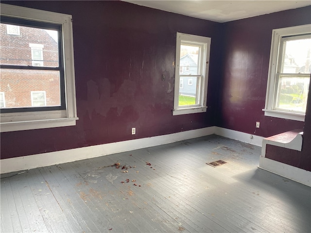 spare room featuring hardwood / wood-style floors and a healthy amount of sunlight