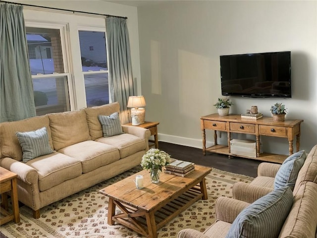 living room with hardwood / wood-style floors