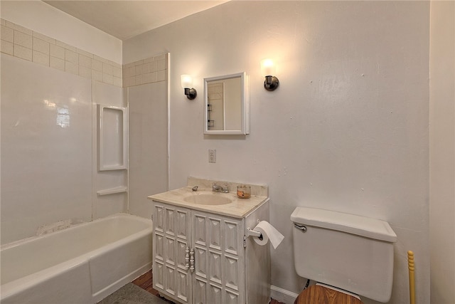 full bathroom with vanity, shower / bathing tub combination, and toilet