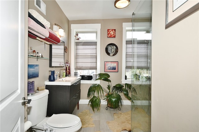 bathroom with toilet and vanity