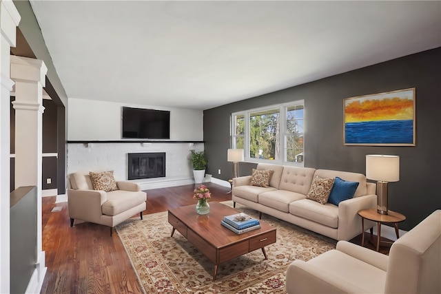 living room with wood-type flooring