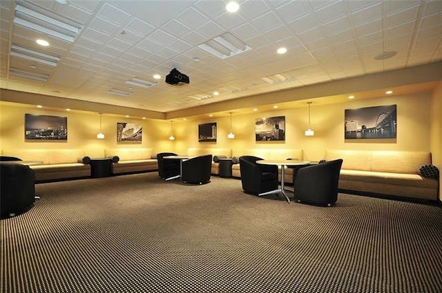 view of carpeted home theater room