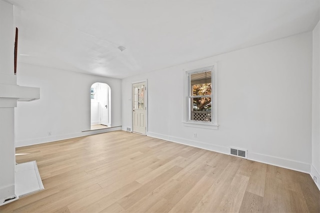 unfurnished living room featuring light hardwood / wood-style floors