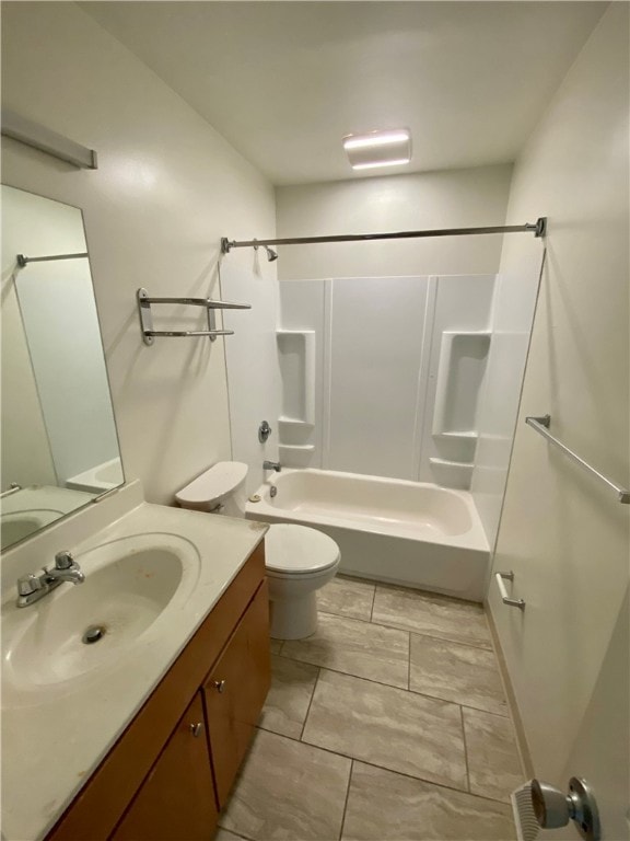 full bathroom with vanity, toilet, and shower / bath combination