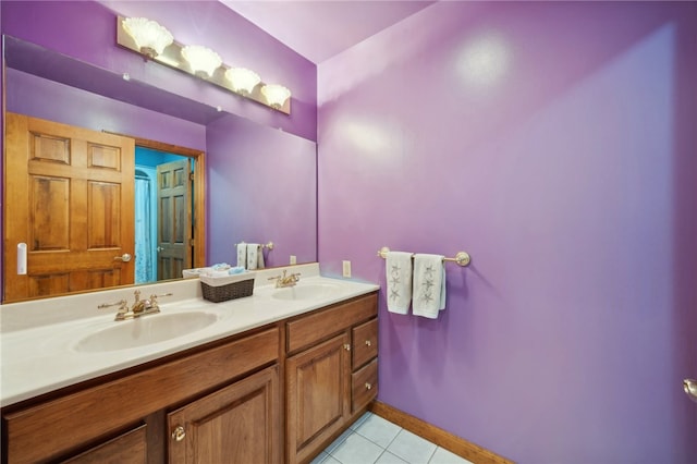 bathroom featuring vanity and tile patterned floors