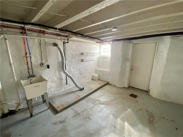 basement with sink