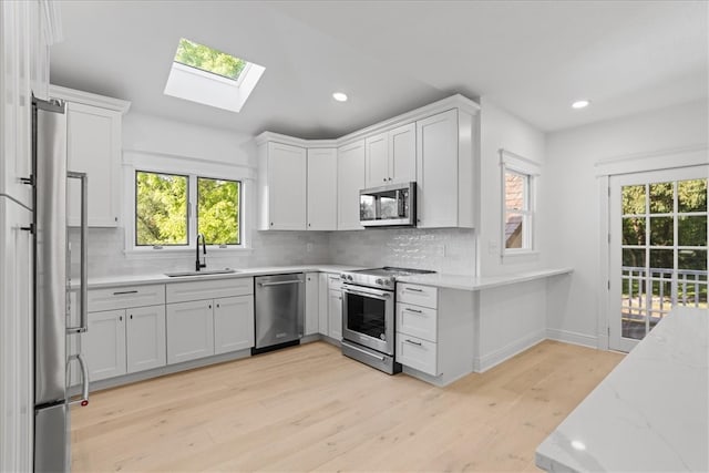 kitchen featuring white cabinetry, a healthy amount of sunlight, stainless steel appliances, and sink