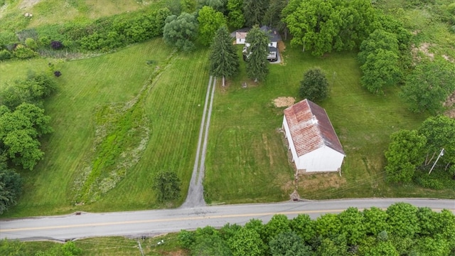 drone / aerial view with a rural view