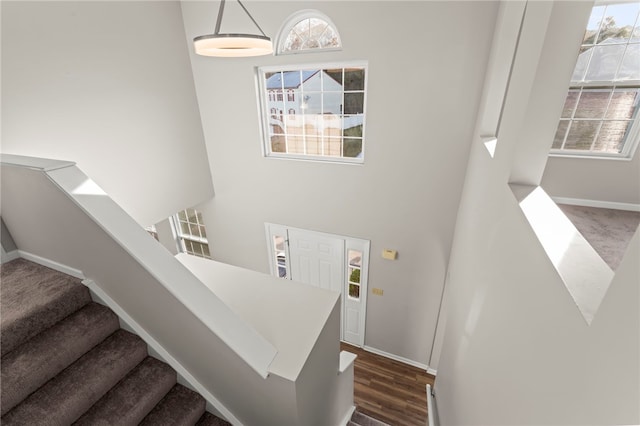 1315 Lucia Dr, Canonsburg, PA 15317 - stairway featuring baseboards and a high ceiling
