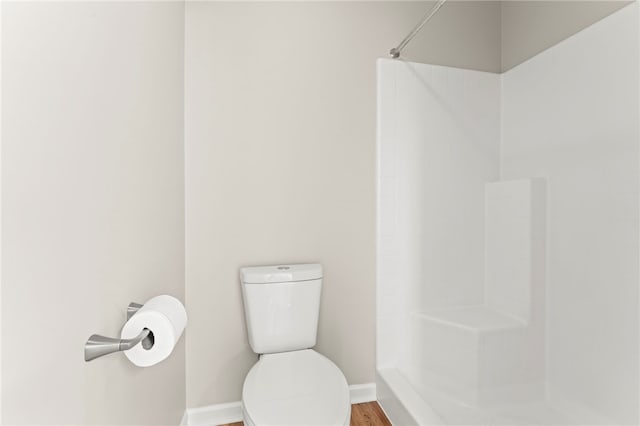 1315 Lucia Dr, Canonsburg, PA 15317 - bathroom with a shower, toilet, baseboards, and wood finished floors