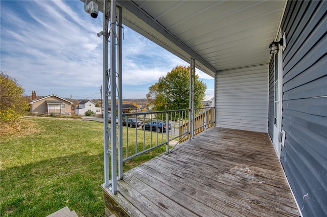 deck featuring a yard