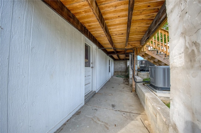 view of patio / terrace with central air condition unit