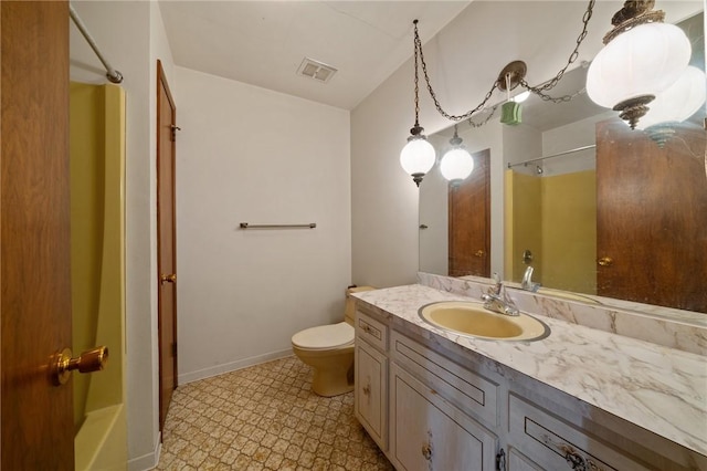 26 Petrak St, Fallowfield, PA 15022 - bathroom featuring a shower, toilet, vanity, tile patterned floors, and baseboards