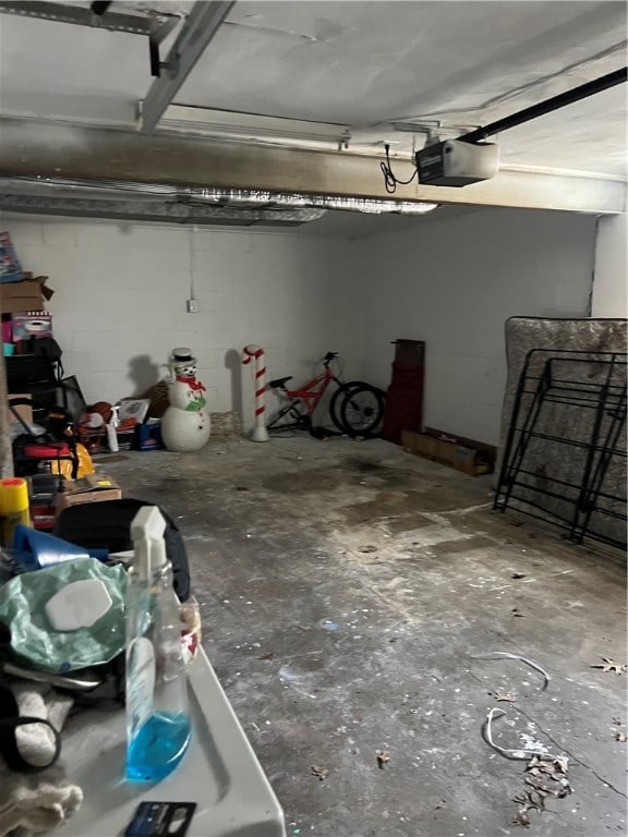 garage with a garage door opener