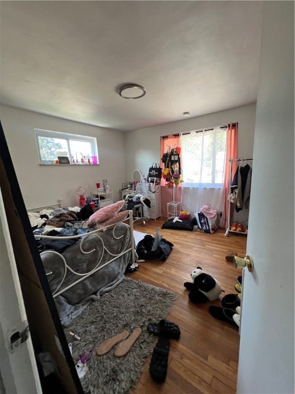 bedroom with wood-type flooring