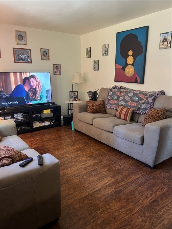 living room featuring dark hardwood / wood-style flooring