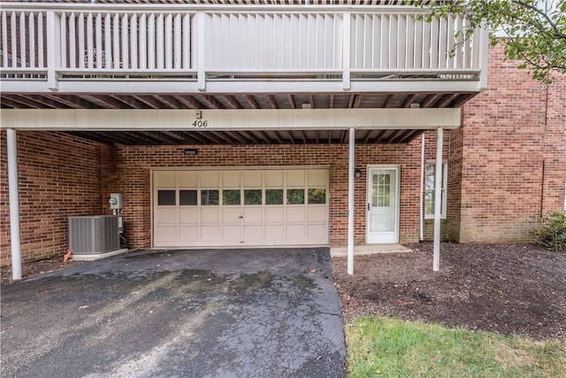 garage with central air condition unit