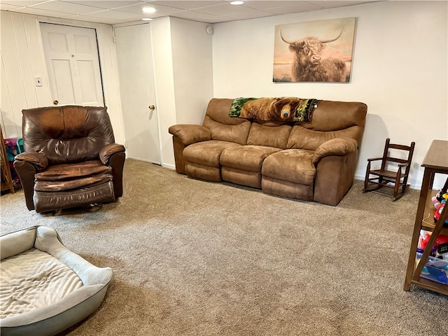 living room featuring carpet