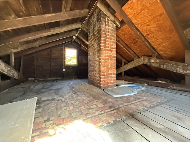 view of unfinished attic