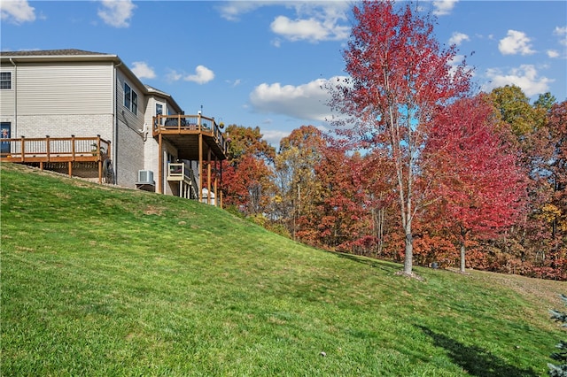 view of yard featuring a deck