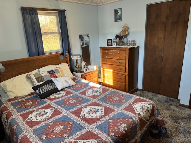 carpeted bedroom featuring a closet