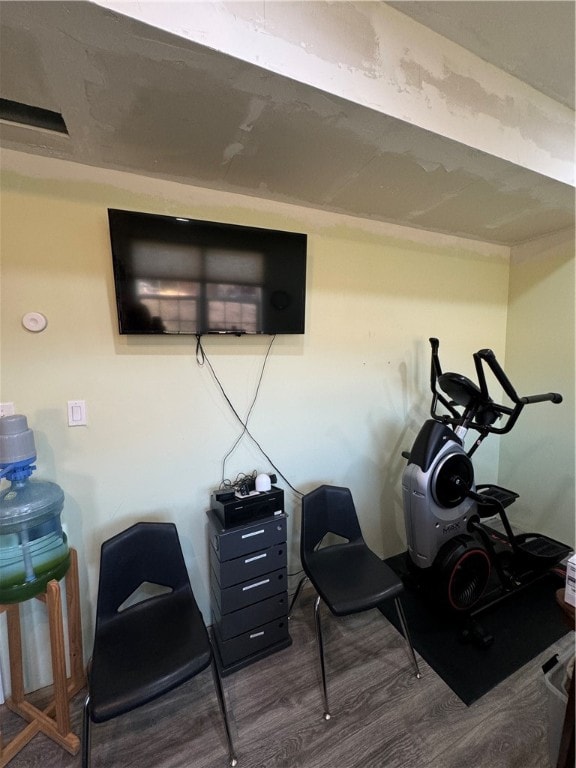 exercise room featuring hardwood / wood-style flooring