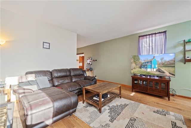 living room with hardwood / wood-style floors