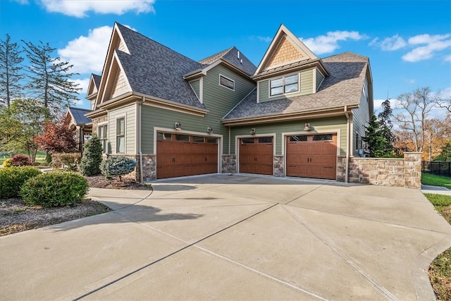 craftsman inspired home featuring a garage