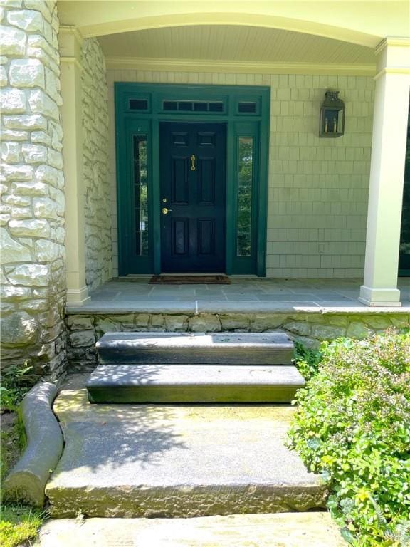 1197 Bankson Rd, Pa, PA 16301 - property entrance featuring stone siding and covered porch