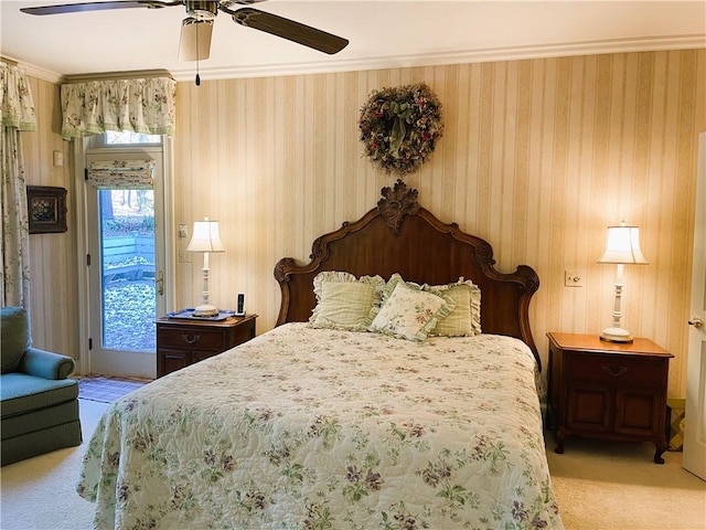 1197 Bankson Rd, Pa, PA 16301 - bedroom featuring crown molding, ceiling fan, carpet floors, and access to exterior