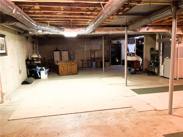 basement with heating unit