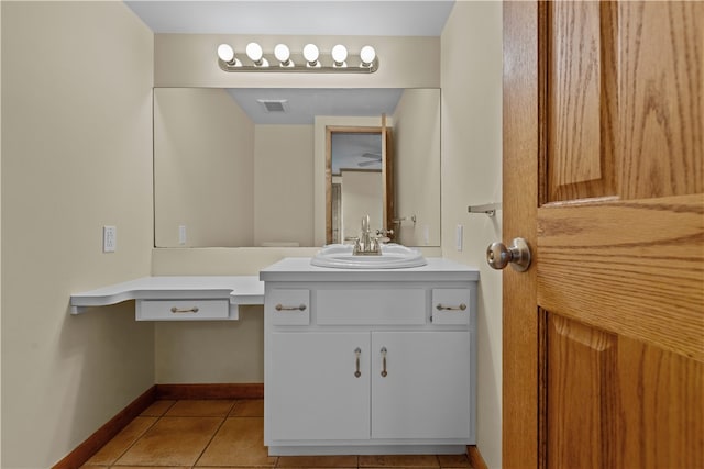 bathroom with vanity and tile patterned floors