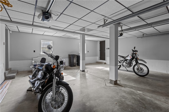 garage with a garage door opener