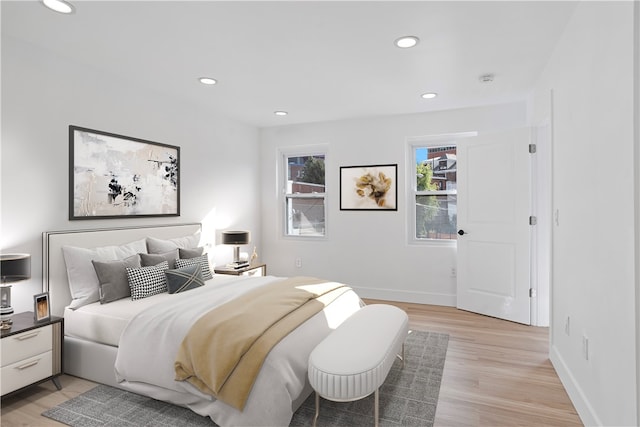 bedroom featuring light wood-type flooring