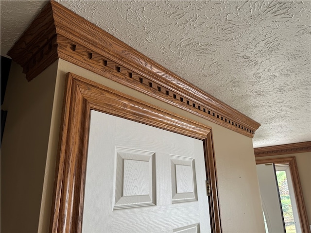 room details with a textured ceiling