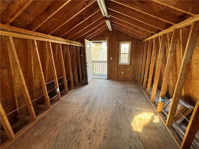 view of unfinished attic