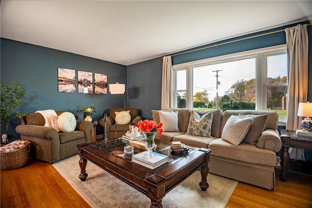 living room with wood-type flooring