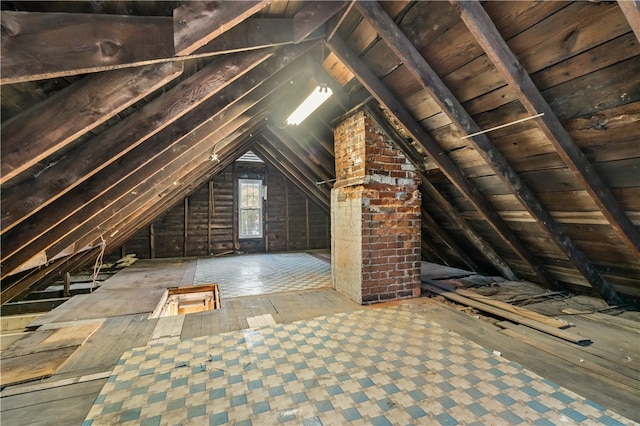 view of unfinished attic