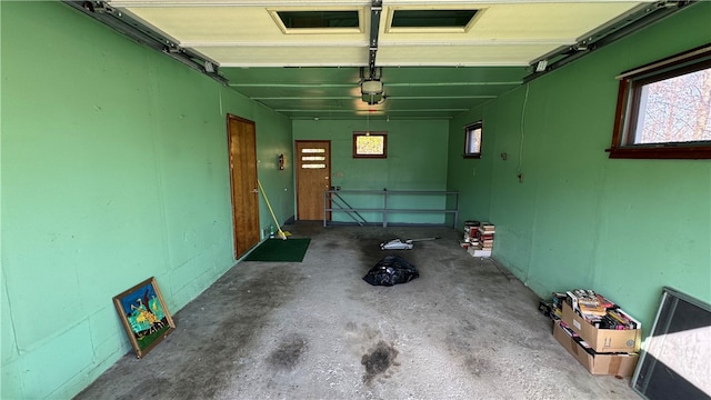 garage with a garage door opener