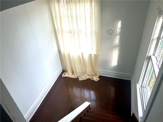 empty room with dark wood-type flooring